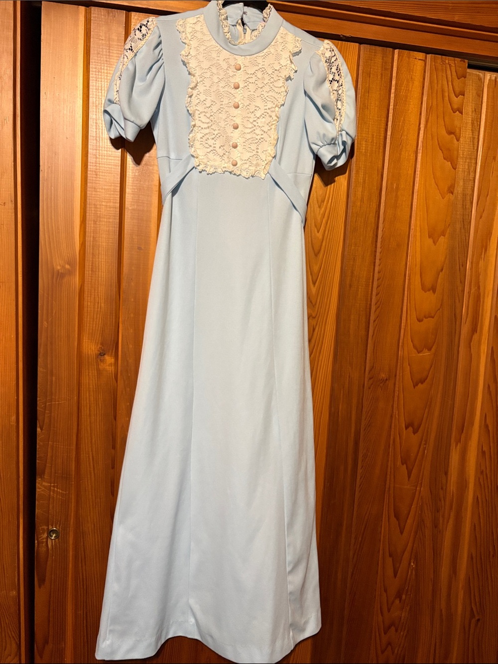 Vintage blue dress w lace trim!
